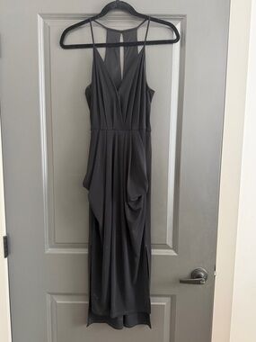 BCBGeneration Black Draped Maxi Dress with Strappy Back